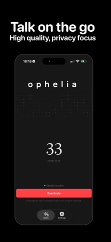 Ophelia: Fast Dictation Screenshot 1 of 3
