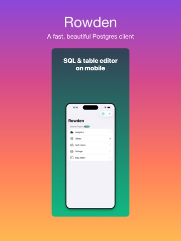 Rowden: Postgres & Supabase iPad screenshot