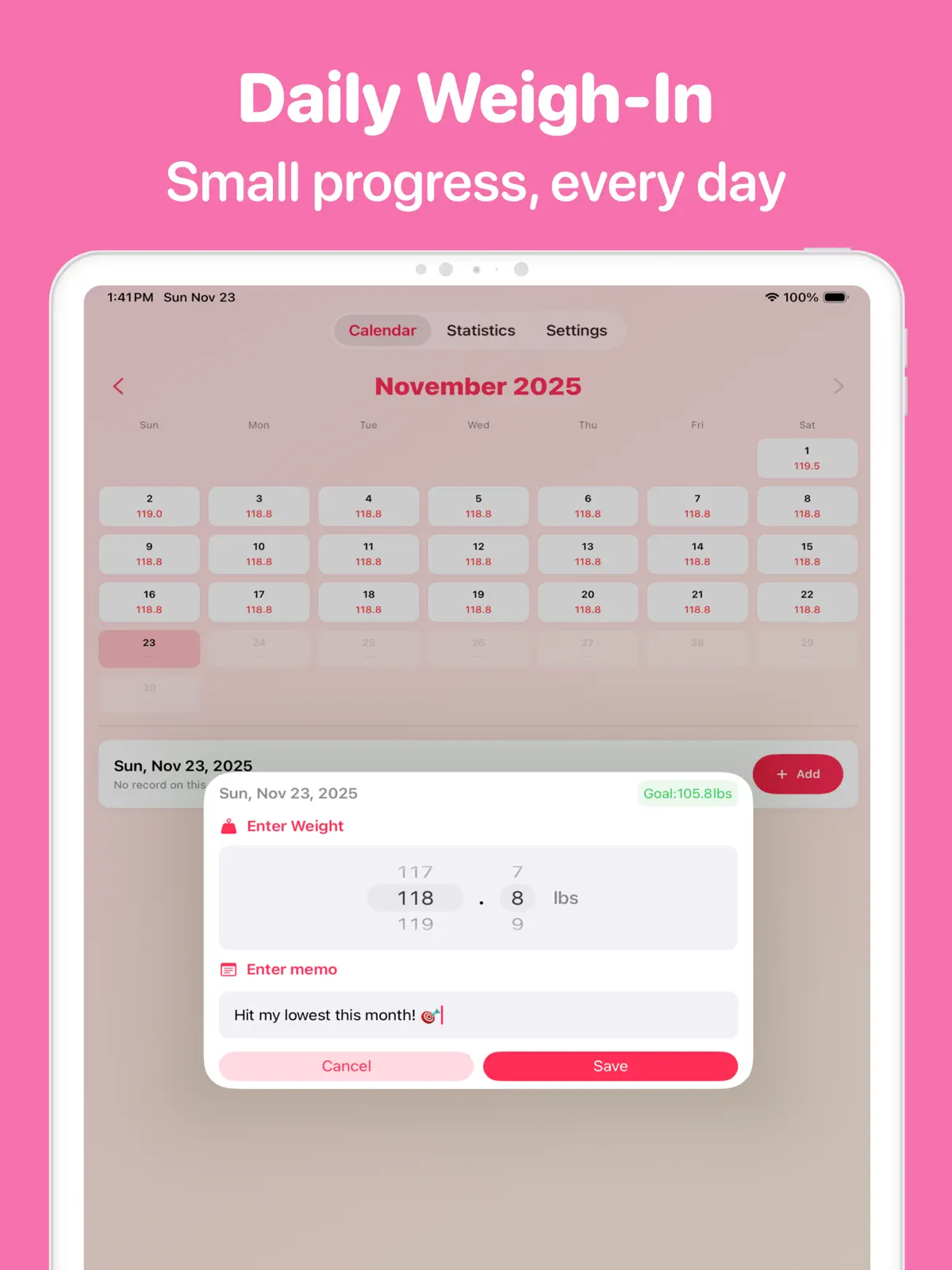Suivi de Poids & Maigrir iPad screenshot 1