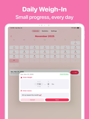 Weight Loss Tracker Pro iPad screenshot