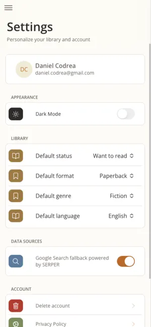 Personal Library App screenshot 2