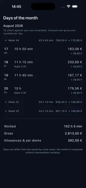 Schichtgeld screenshot 3
