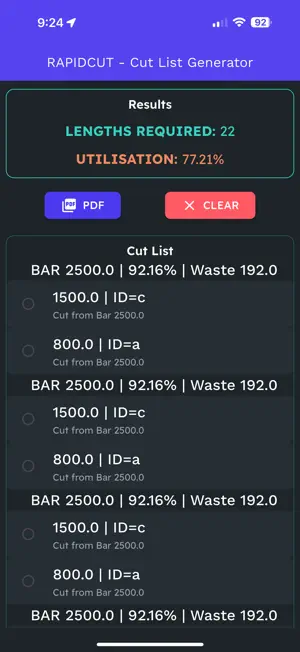 RapidCut 1D screenshot 2