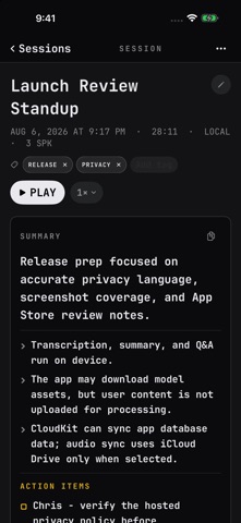 HarkNote iPhone screenshot