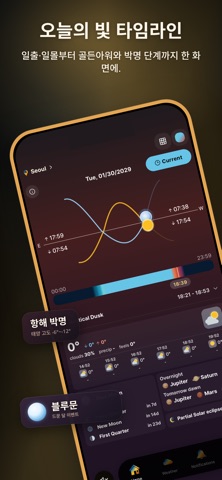 Golden Horizon: 일출 일몰 태양 위젯 앱 iPhone screenshot 2