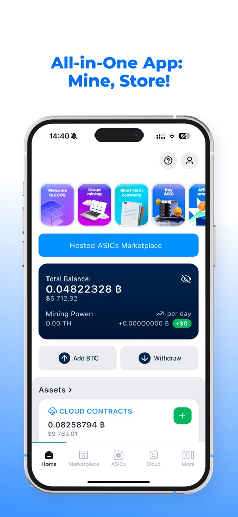 ECOS: Bitcoin Mining & Wallet - Shopping App | MWM