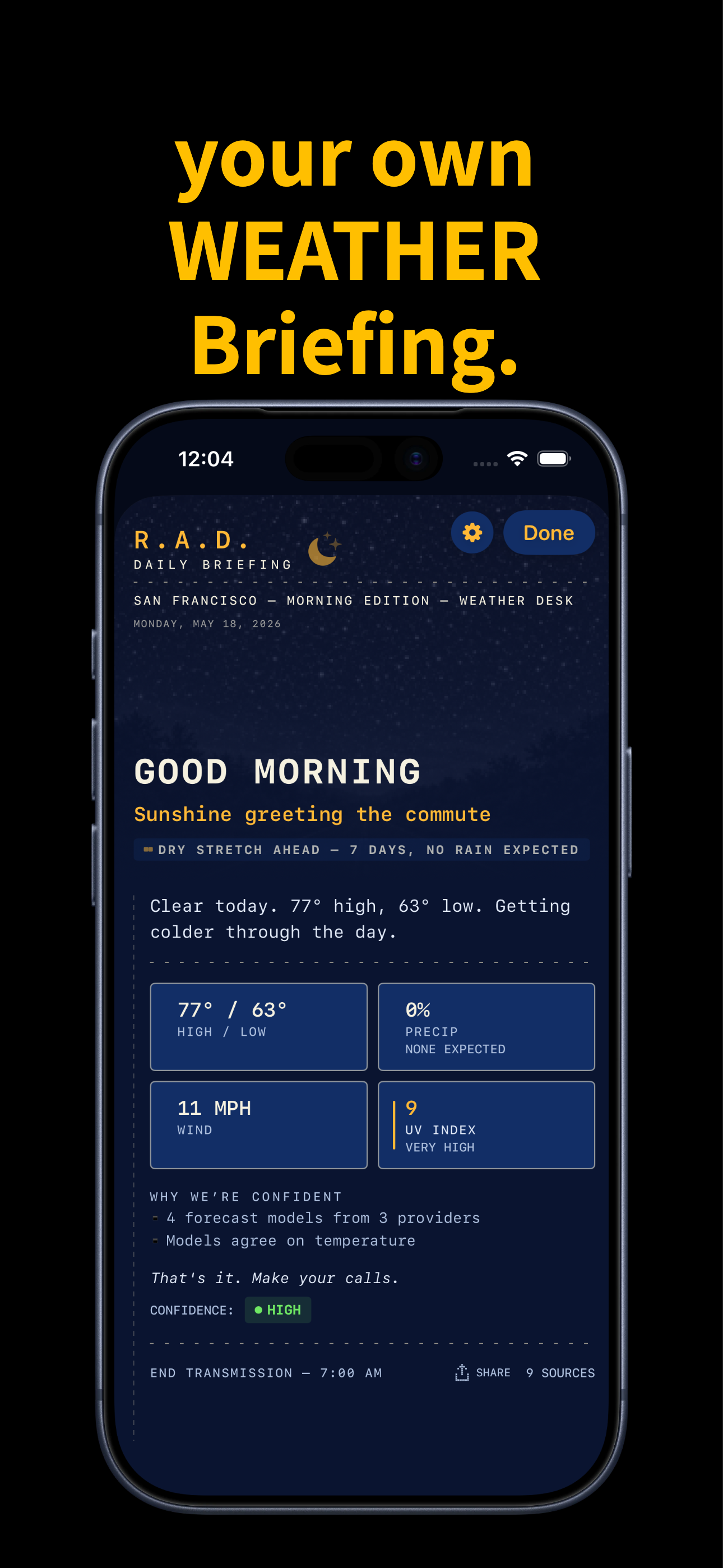 RAD Weather: Honest Forecast