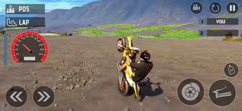 Wheelie Dirt Bike Racing Game - Users can explore expansive desert environments while performing advanced wheelie maneuvers, highlighting both environmental variety and stunt capabilities.