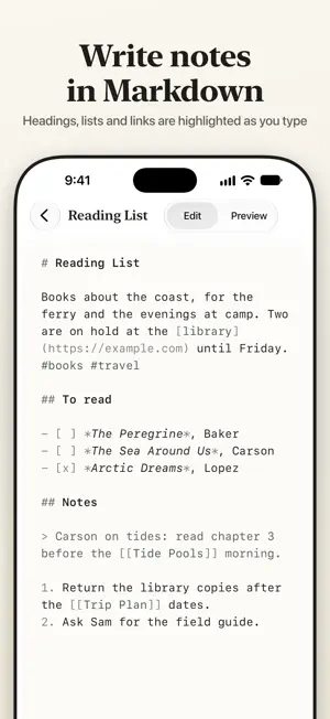 Markdown Notes Editor: Linen screenshot 2