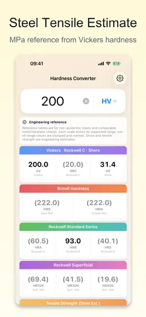 Hardness Converter HRC HV HB screenshot 3