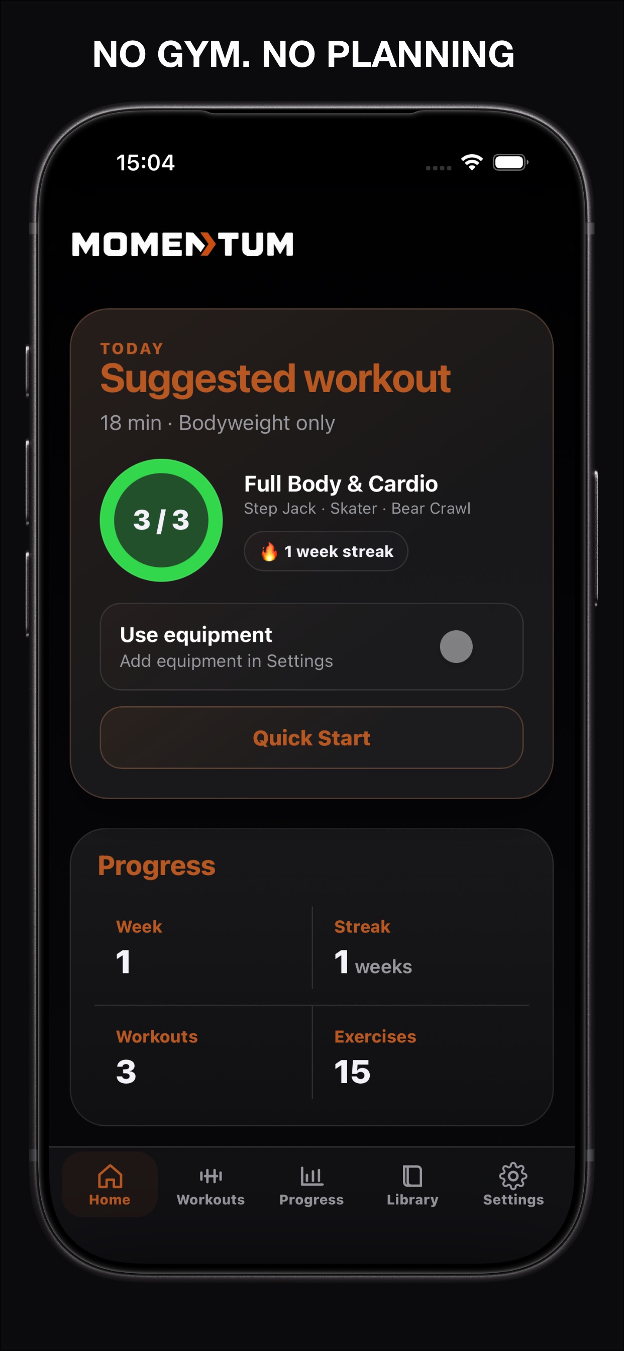 Screenshot 1 of MOMENTUM: Home Workouts