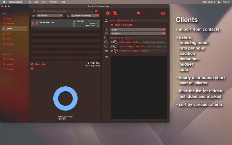 Taptile Timetracking. Screenshot 3 of 10