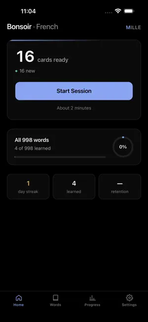 Mille: French Vocabulary screenshot 1