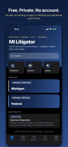 MI Litigator: Court Rules iPhone screenshot