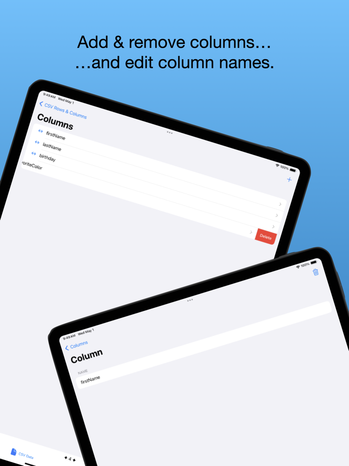 CSV - Rows and Columns