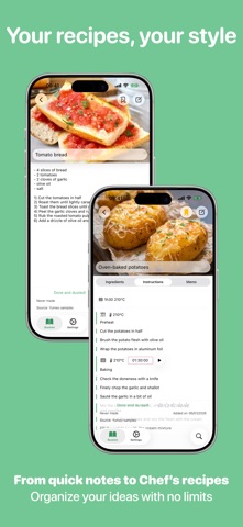 Yumeo: private recipe cookbook iPhone screenshot