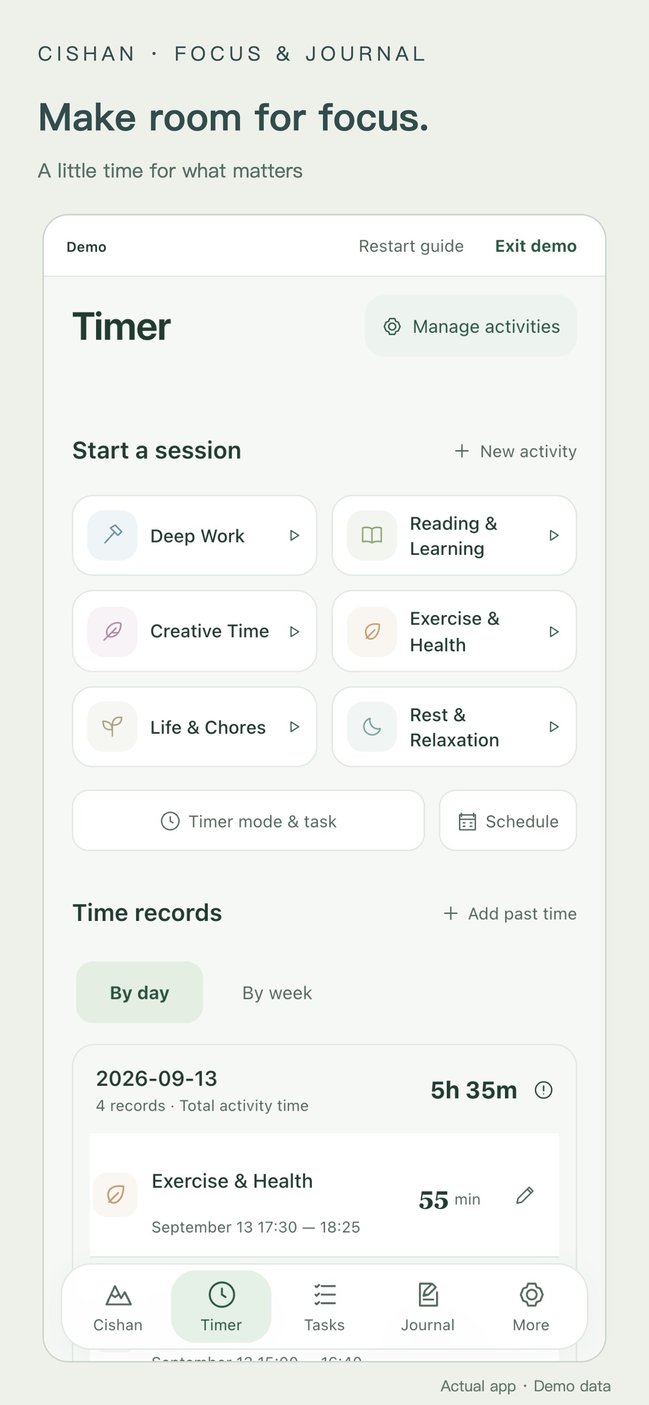 Screenshot 2 of Cishan: Focus & Journal