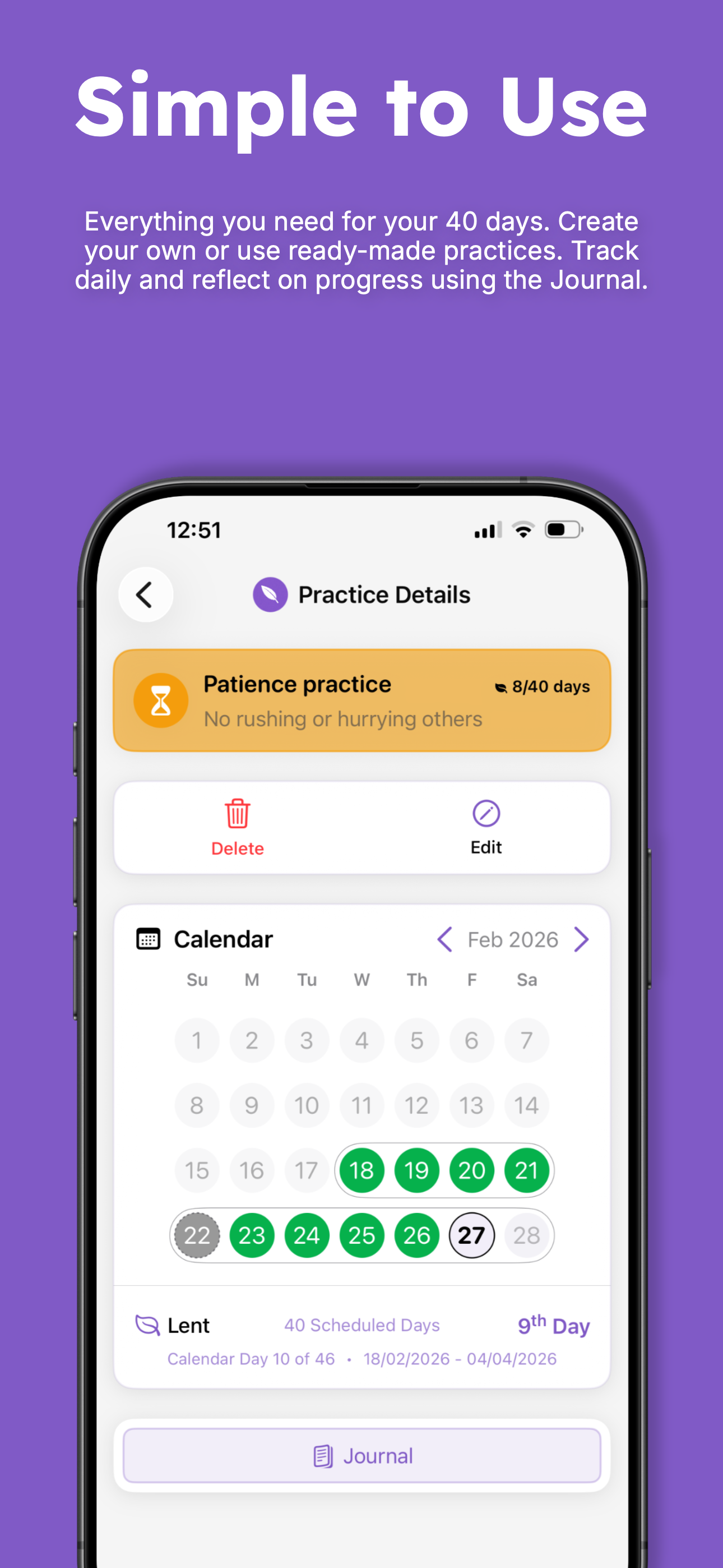 Lent 2026: 40 Day Tracker
