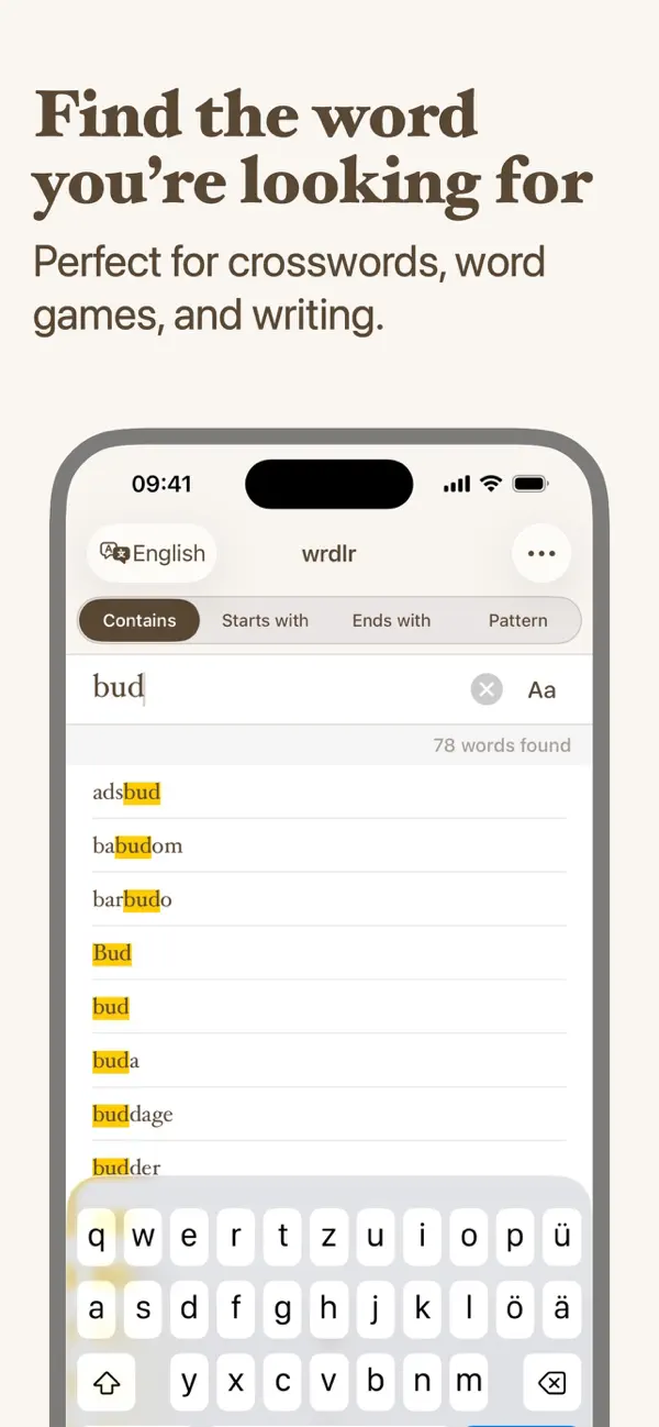 Screenshot #1 pour wrdlr Word Finder Dictionary