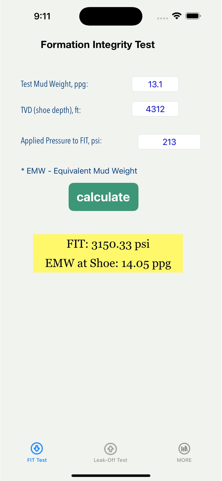 OilField FIT & Leak-Off Test iphone screenshot 1