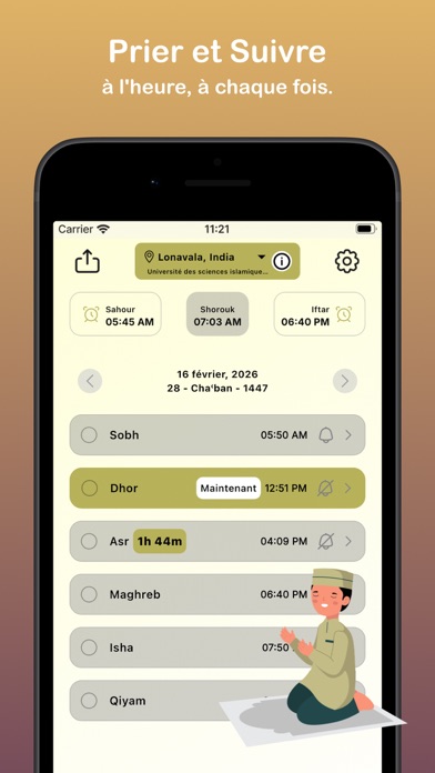 Screenshot #1 pour Horaires de prière et Qibla