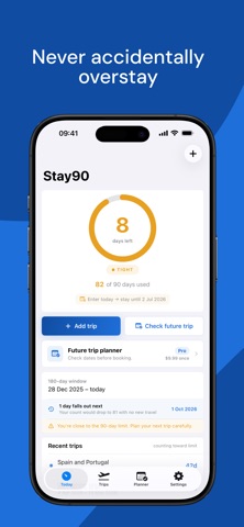 Stay90 - Schengen Calculator iPhone screenshot