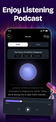 AI Podcast Generator - Script iPhone screenshot