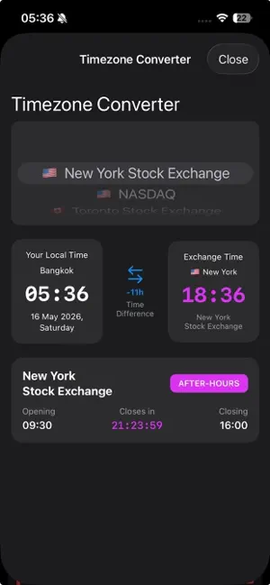 Stock Market Hours Tracker screenshot 3