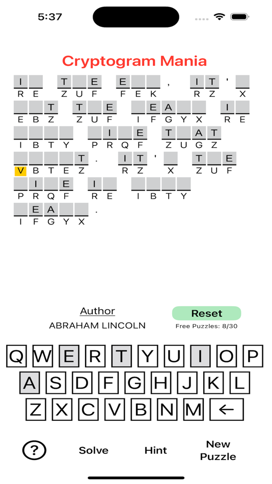 Cryptogram Mania (iOS) 由: Gilbert Gonsalves Cryptogram Mania (iOS) 由: Gilbert Gonsalves