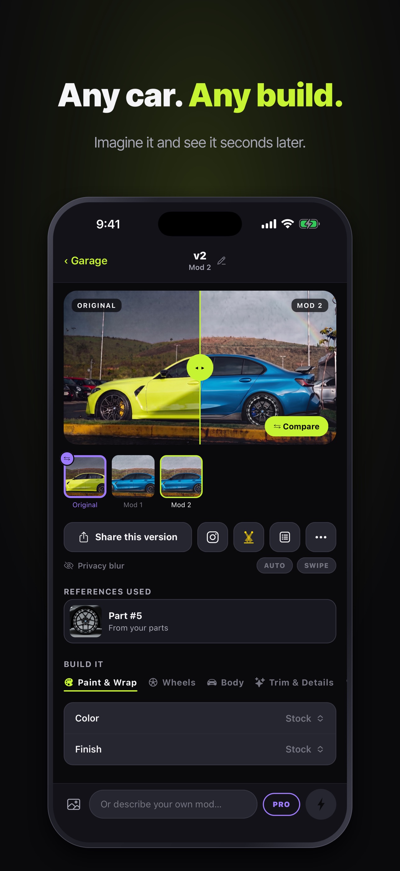 Screenshot 1 of WhipTune: Visualize Car Mods