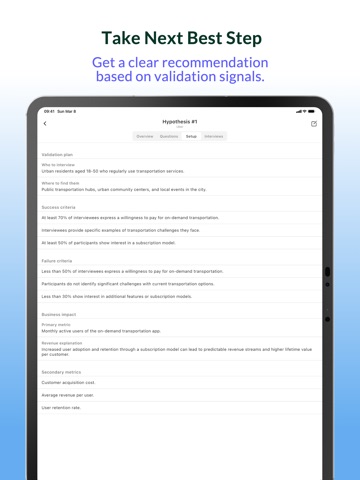 CustDev AI — Validate Products iPad screenshot