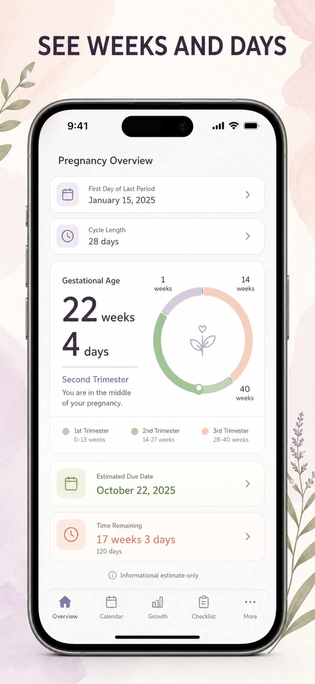 Gestational Wheel: EDD & GA screenshot 2