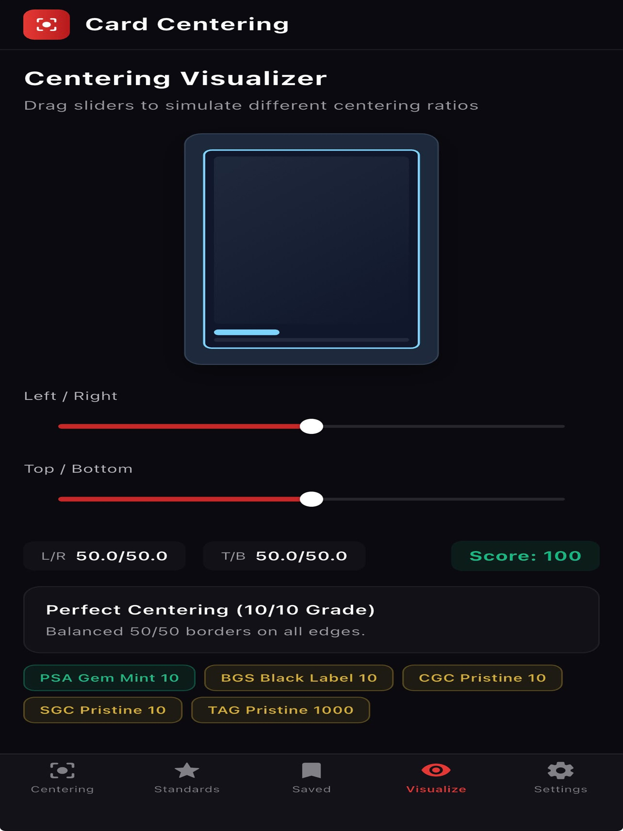 Card Centering Analyzer screenshot 16