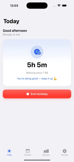 WorkClock — Workday Tracker screenshot 1