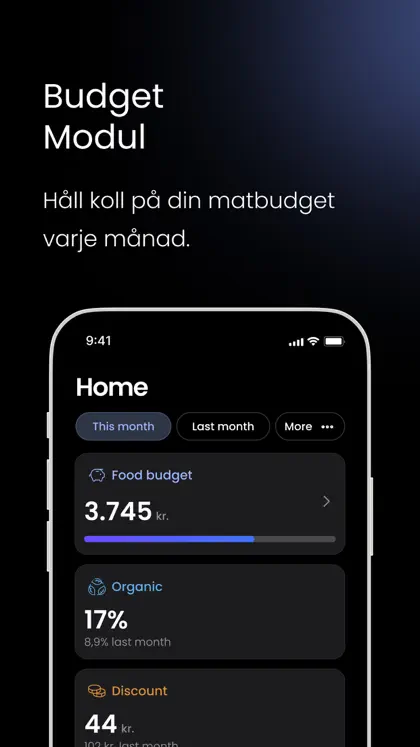 Screenshot 3 di 5 di WhatIBuy: Matbudget översikt
