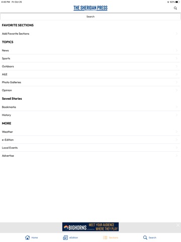The Sheridan Press iPad screenshot