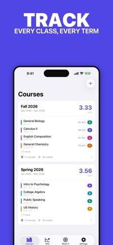 GPA & Grade Tracker iPhone screenshot