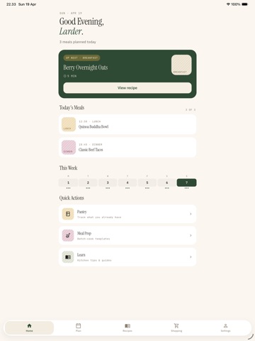 Larder: Meal Planner iPad screenshot