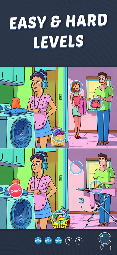 Find & spot the difference - Observe the flexible challenge system, presenting both straightforward and intricate differences, and appreciate the absence of a timer, allowing for relaxed gameplay.