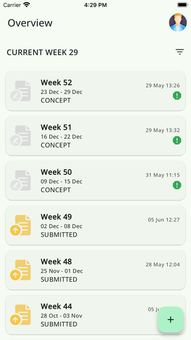 Timesheet application Screenshot