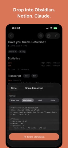 CueScribe: Voice to Text Notes screenshot