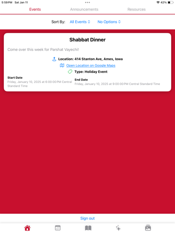 Chabad of Ames iPad screenshot 2 - Lifestyle app