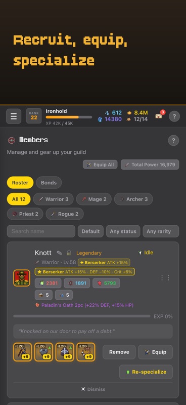Idle Guild: Dungeon TEXT RPG screenshot 3