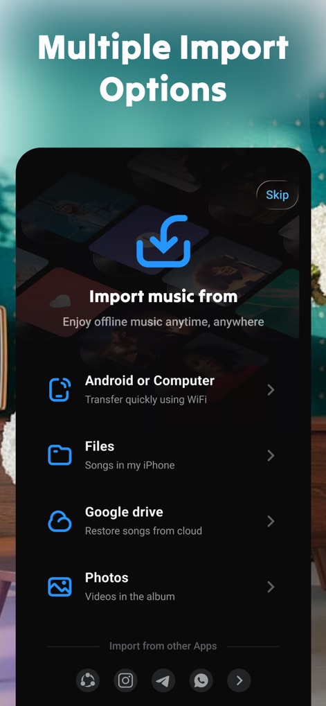 Lark Player: Offline Music - Explore the diverse methods for importing media, including seamless WiFi transfers and direct integration with cloud drives.