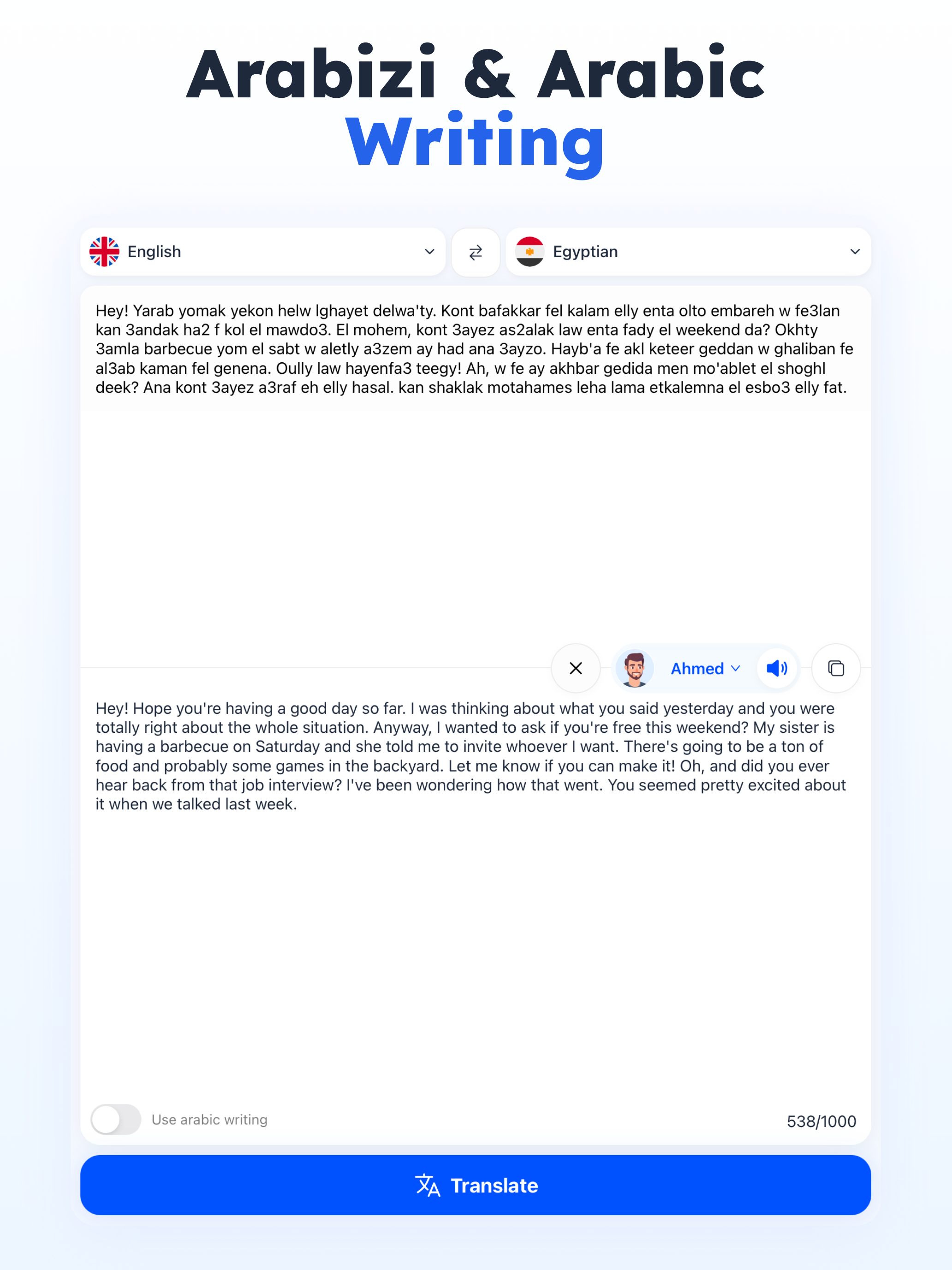 Egyptian Arabic Translator