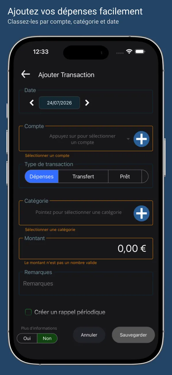 Screenshot #2 pour Mes Comptes et Dépenses