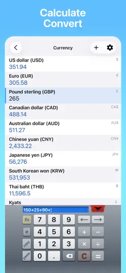 Capture d'écran de MyConvert – Currency & Units sur iPhone 5