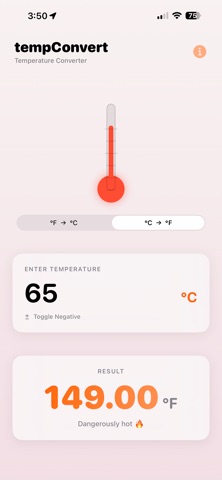 tempConvert iPhone screenshot