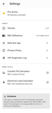 Voltage Drop Calc NEC Screenshot 3 of 4