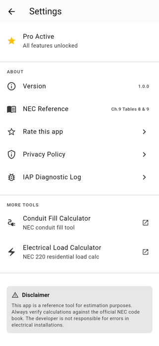 Voltage Drop Calc NEC Screenshot 3 of 4